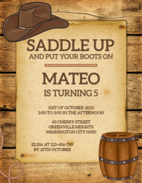 wild west party invite flyer Ulotka (US Letter) template