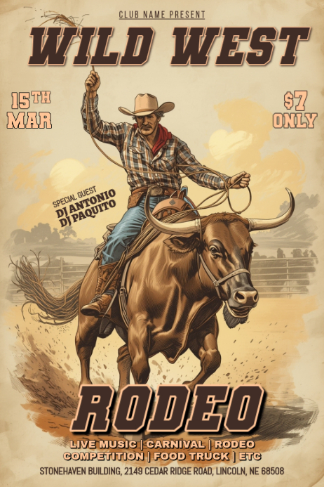 Wild West Rodeo Event Poster Template | PosterMyWall