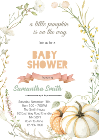 Wildflower pumpkin party invitation A6 template