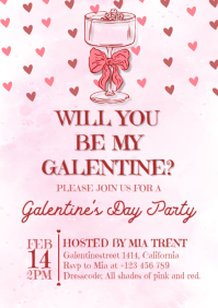Will you be my Galentine - party invitation A5 template
