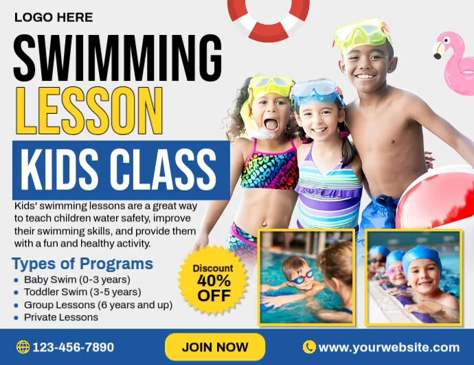 wimming Lesson 传单(美国信函) template