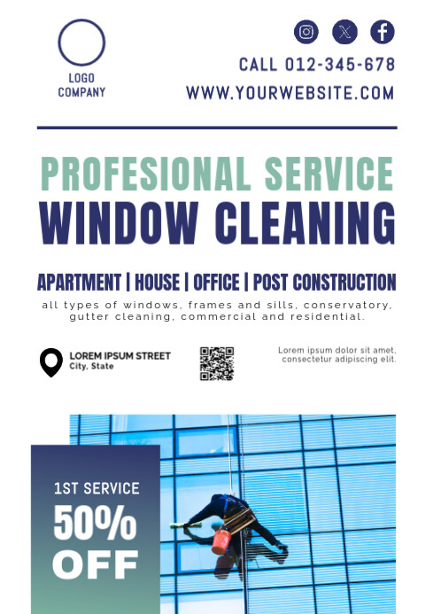 Sample Window Sweep Window Cleaning Template | PosterMyWall