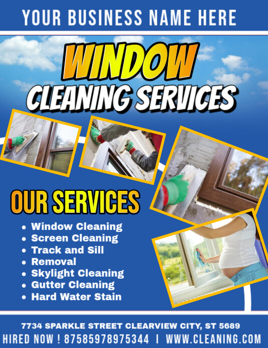 Window Cleaning flyer Folheto (US Letter) template