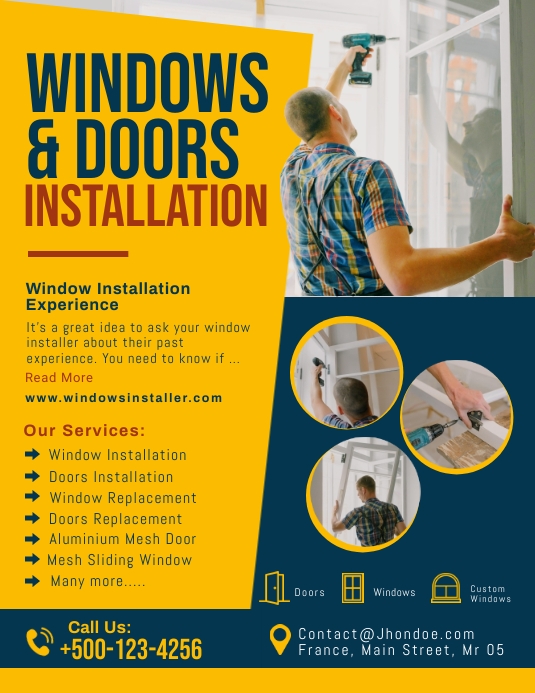 Windows & Doors Installation Service Flyer Template PosterMyWall