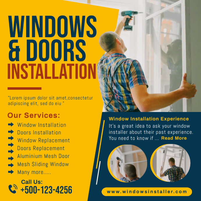 Window Install Flyers Copy of Windows & Doors Installation Service Instagra | PosterMyWall