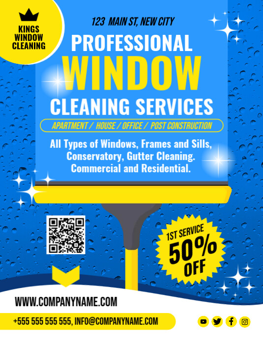 Window Cleaning Services Flyer Løbeseddel (US Letter) template