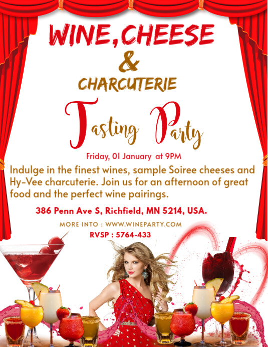 Wine & Cheese Tasting Event Flyer (US Letter) template