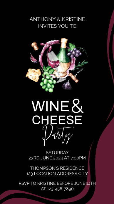 wine & cheese black instagram story template