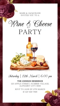 Wine & Cheese Party Invitation Instagram Story template