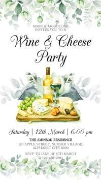 Wine & Cheese Party Invitation Instagram Story template