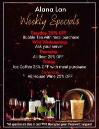 wine and menu Folder (US Letter) template
