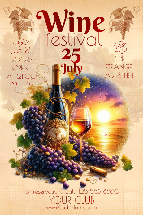 Wine Cheese Banner 4' × 6' template