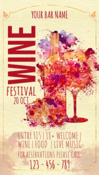 黄色 Wine Festival Digitalt display Template