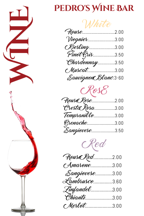 Wijnkaart Cafe Bar Menusjabloon Postermywall Wijnkaart Cafe Bar Menusjabloon Postermywall