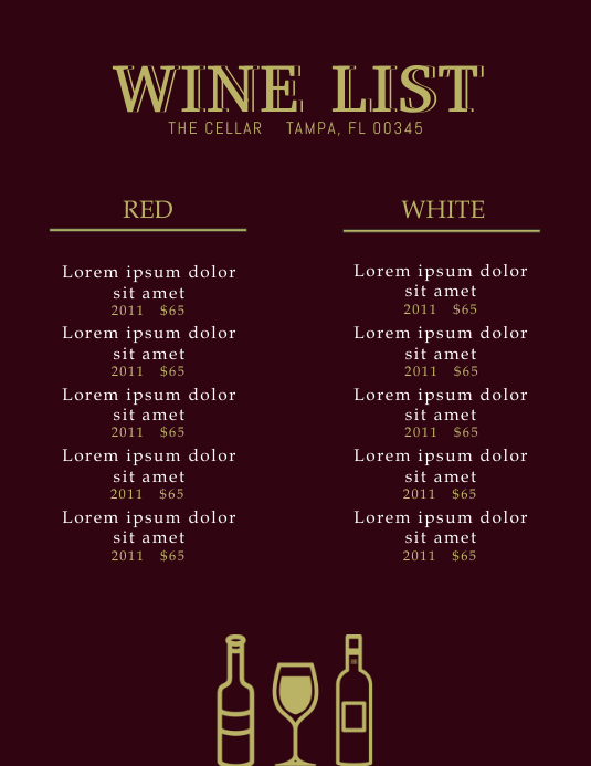 Wine List Template PosterMyWall