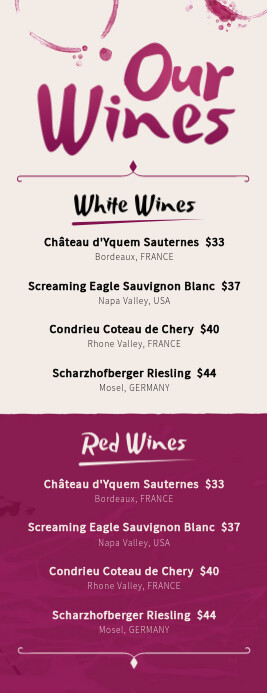 Wine List Half Page Letter Template | PosterMyWall