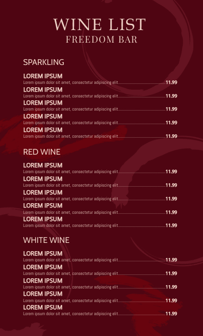 Weinkarte Menu Design Vorlage Postermywall