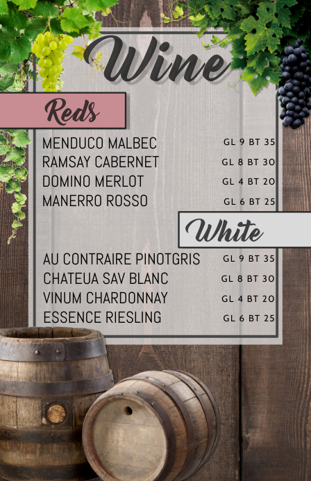 Copy of wine menu | PosterMyWall