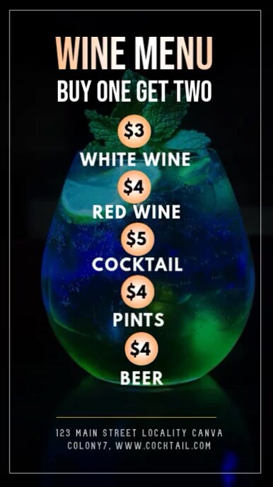 wine menu Instagram na Kuwento template