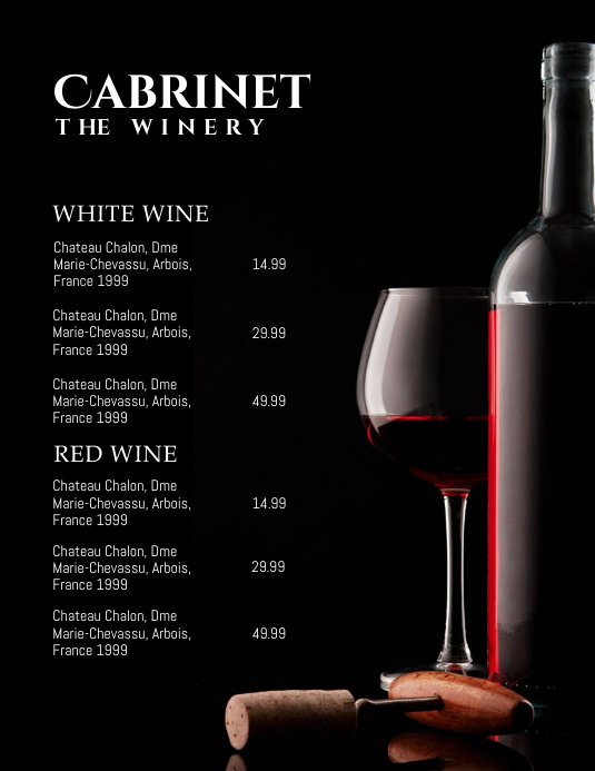 Wine Menu Template PosterMyWall
