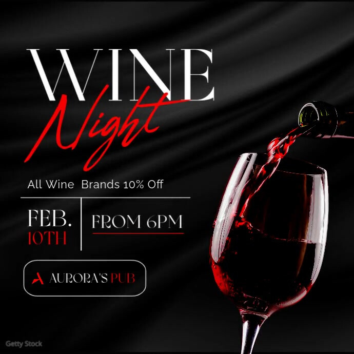 wine night event advertisement template desig Instagram 帖子