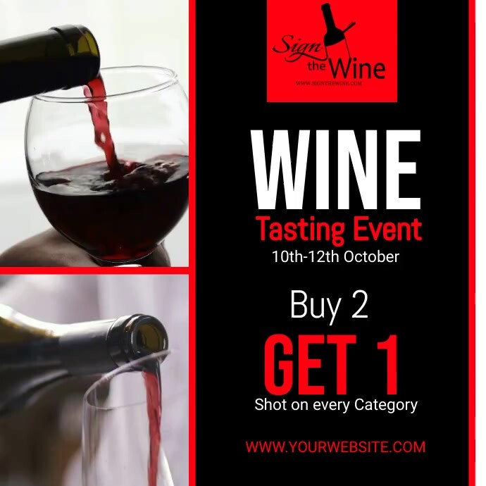 wine tasting Flyer Template, wine & cheese ta Instagram Post