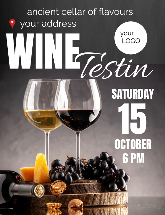 WINE TESTING Flyer (format US Letter) template
