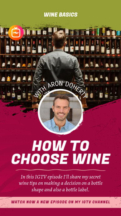 Wine Tutorial IGTV เรื่องราวบน Instagram template