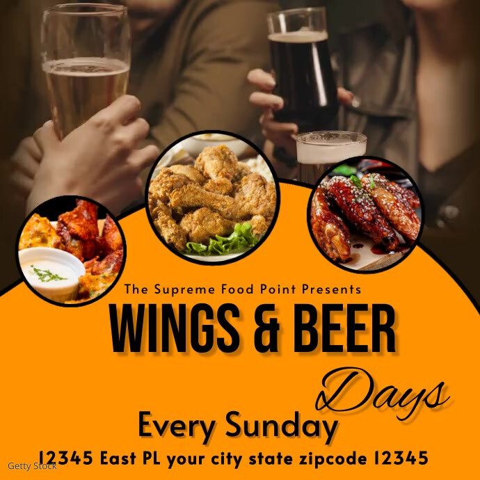 Wings & Beer Day Flyer , Chicken Wings Advert Template PosterMyWall