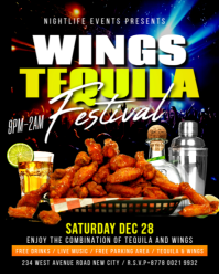 Wings And Tequila Spicy Chicken Festival Drink Bar Party Music Night Club Event Flyer Template Insta Instagram Portrait