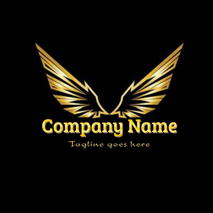 Wings brand logo icon, gold wings logo Logotyp template