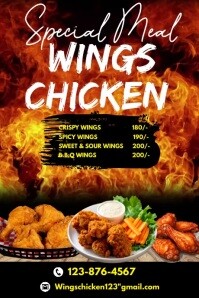 WINGS chicken flyer Poster template