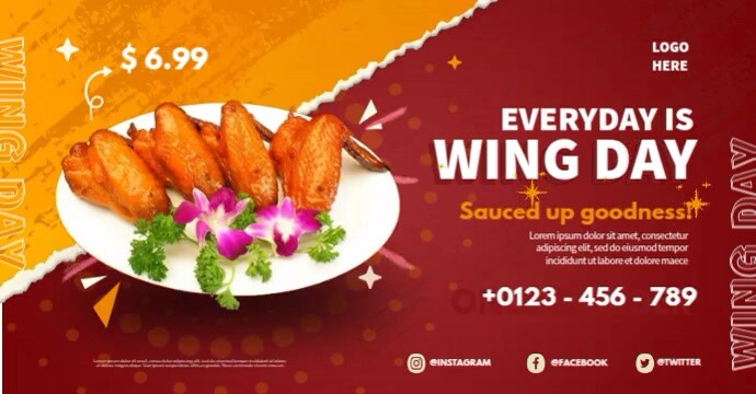 Wing Design Ad Wings Day Special Menu ads Template | PosterMyWall
