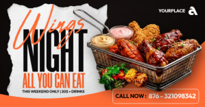 Wings Night All You Can Eat Restaurant Promo Flyer Template Facebook Shared Image