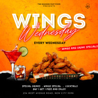 Wings wednesday restaurant flyer Instagram Post template