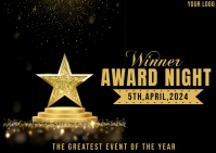 winner award night poster design Postal template