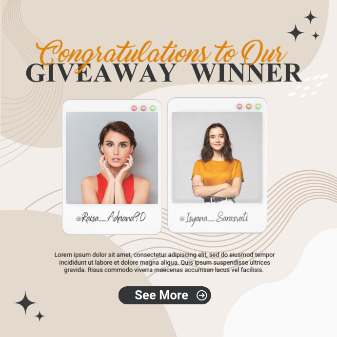 Winner In Giveaway Wpis na Instagrama template