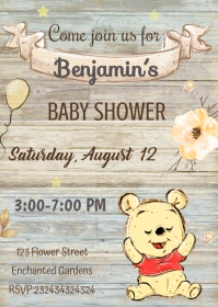 winnie the pooh baby shower invitations A6 template