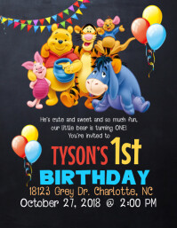 Winnie the Pooh birthday invitation Flyer (US Letter) template