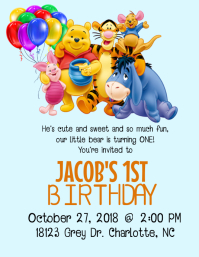 Winnie the Pooh Birthday Invitation Flyer (US Letter) template