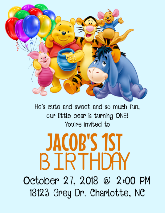 Winnie the Pooh Birthday Invitation Template PosterMyWall