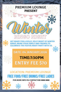 Winter bingo night flyer design Pinterest Graphic template