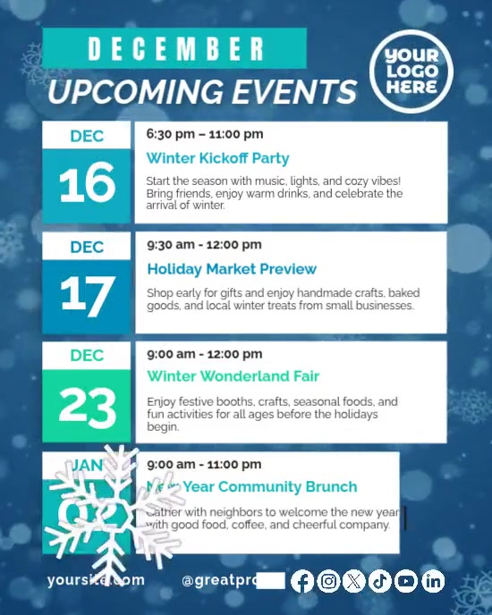 Copy of Winter Blue Professional Modern & Minimal December Events ...
