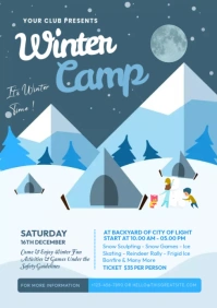 Winter Camp Cartoon Style A4 template