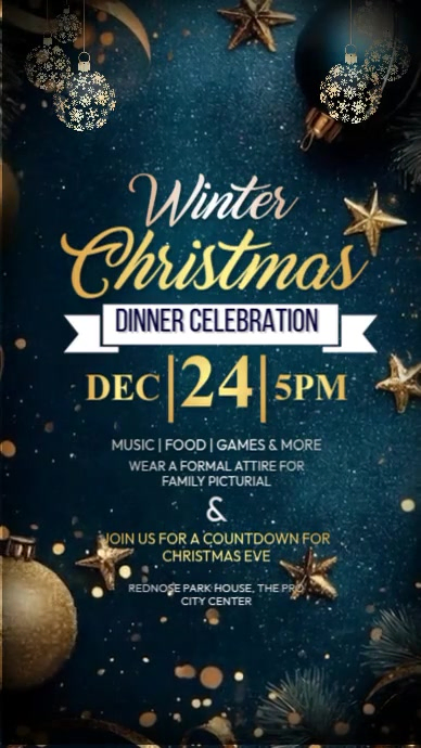Winter Christmas Dinner Celebration Reel template