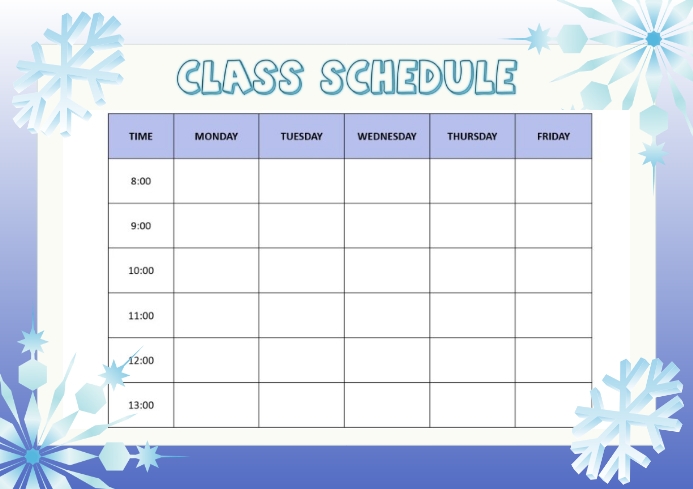 Winter Timetable winter class schedule Template | PosterMyWall