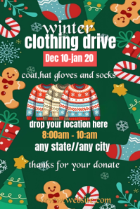 Winter clothing drive Pinterest Graphic template