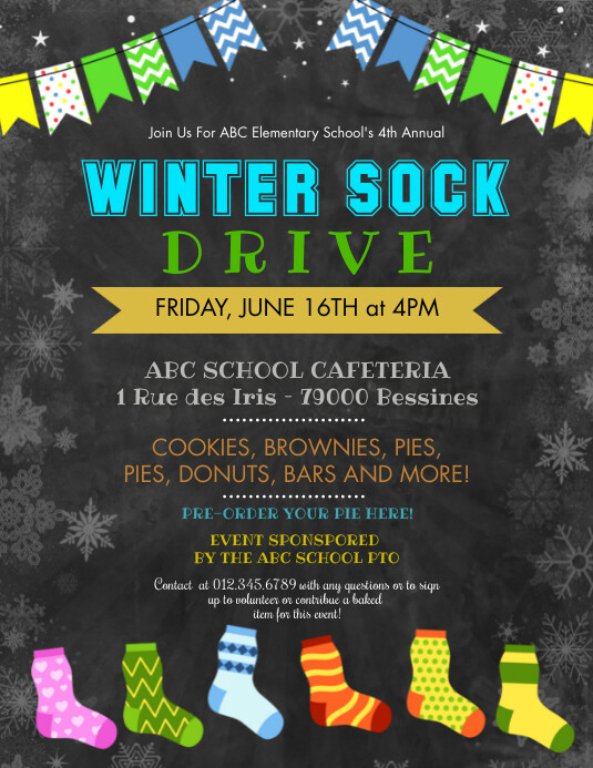 Winter clothing sock drive flyer Template PosterMyWall Winter clothing sock drive flyer Template PosterMyWall