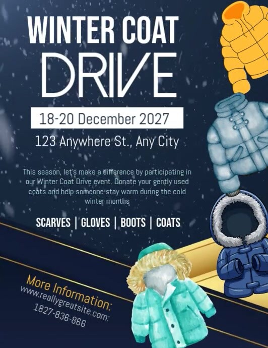 winter coat drive flyer,winter cloth drive template