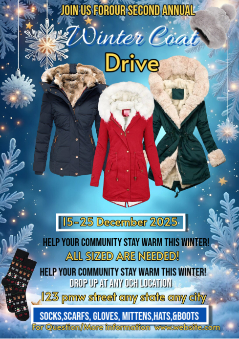 Winter coat drive flyer Template | PosterMyWall